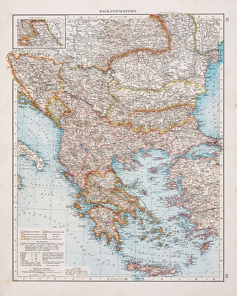 Map of the Blkan peninsula 1896