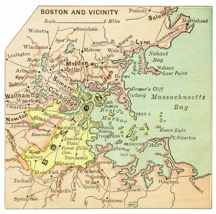 Framed Print : Map of Boston 1899 Framed Print : Map of Boston 1899