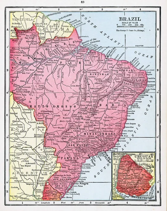 Framed Print : Map Of Brazil And Uruguay Framed Print : Map Of Brazil And Uruguay