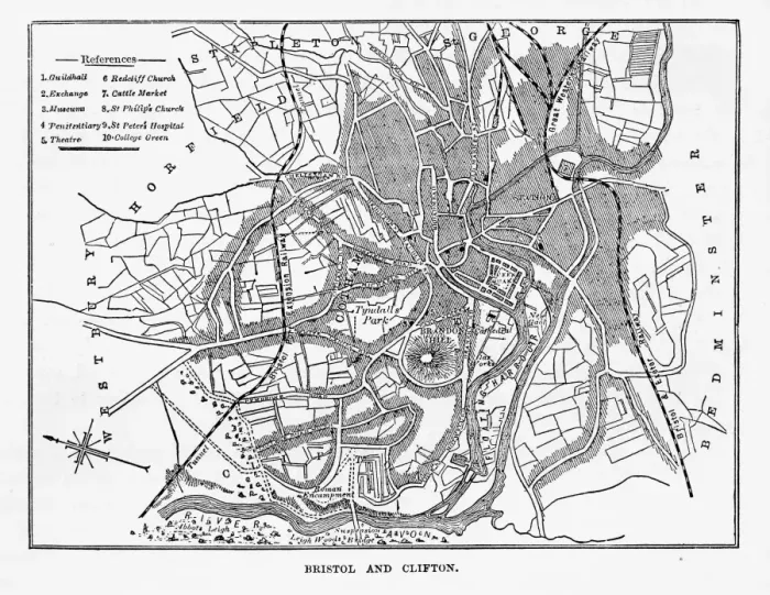 Framed Print : Map of Bristol and Clifton, Yorkshire, England Victorian Engraving, 1840 Framed Print : Map of Bristol and Clifton, Yorkshire, England Victorian Engraving, 1840
