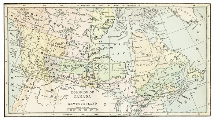 Framed Print : Map of British Canada 1888 Framed Print : Map of British Canada 1888