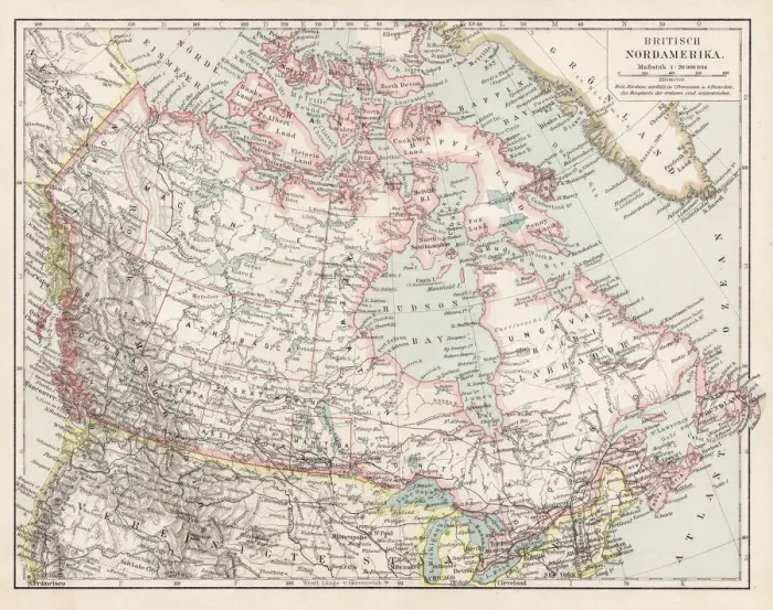 Framed Print : Map of British Canada 1900 Framed Print : Map of British Canada 1900