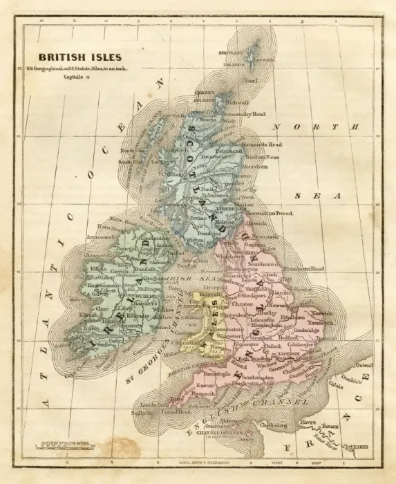 Framed Print : map of the British isles 1856 Framed Print : map of the British isles 1856