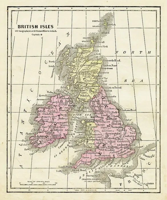 Framed Print : Map British Isles 1871 Framed Print : Map British Isles 1871