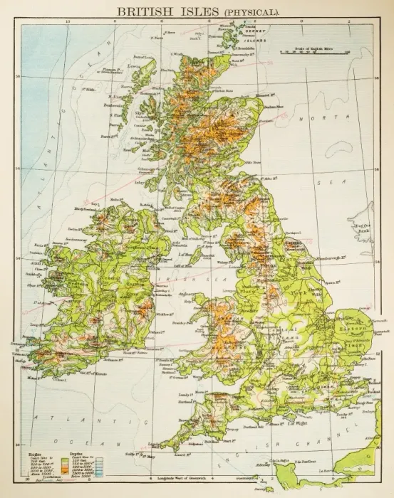Framed Print : Map of British Isles 1897 Framed Print : Map of British Isles 1897