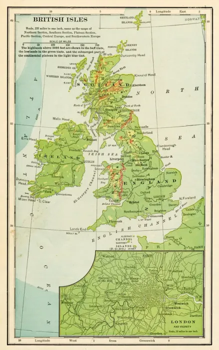 Framed Print : Map of British Isles 1898 Framed Print : Map of British Isles 1898