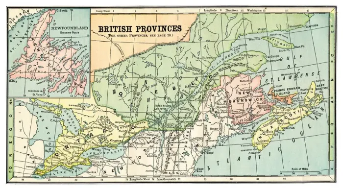 Framed Print : Map of British provinces Canada 1889 Framed Print : Map of British provinces Canada 1889