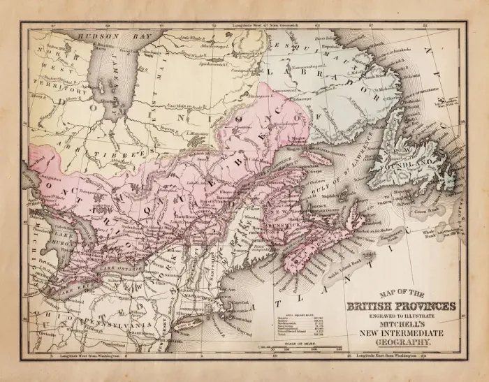 Framed Print : Map of British Provinces Canada1881 Framed Print : Map of British Provinces Canada1881