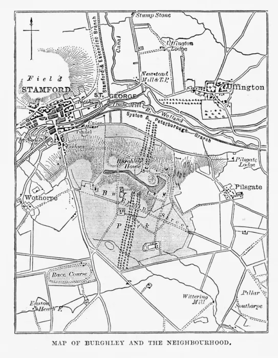 Framed Print : Map of Burghley and Neighborhoods, England Victorian Engraving, 1840 Framed Print : Map of Burghley and Neighborhoods, England Victorian Engraving, 1840