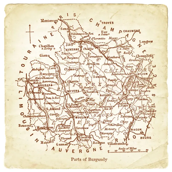 Framed Print : Map of Burgundy 1878 Framed Print : Map of Burgundy 1878
