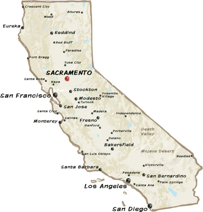 Framed Print : map of california Framed Print : map of california