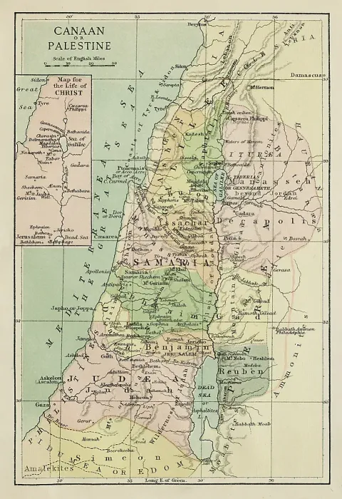 Framed Print : Map of Canaan and Palestine Framed Print : Map of Canaan and Palestine