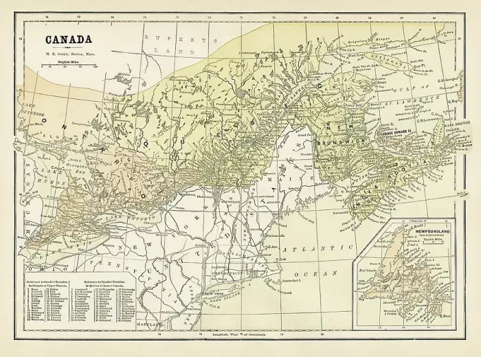 Framed Print : Map of Canada 1886 Framed Print : Map of Canada 1886