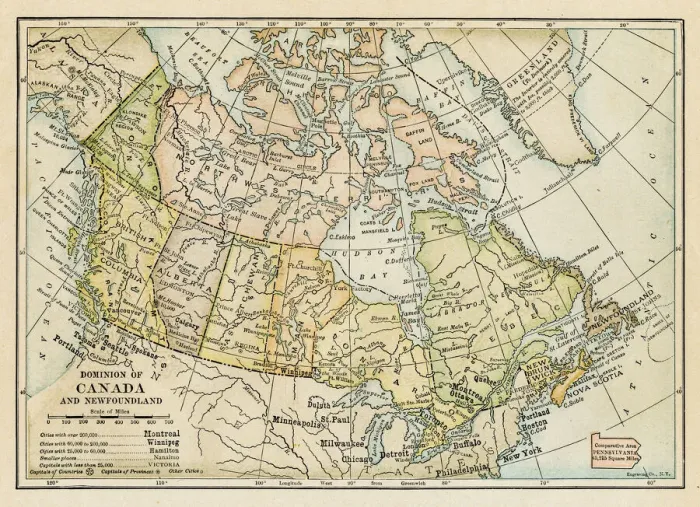 Framed Print : Map of Canada 1898 Framed Print : Map of Canada 1898