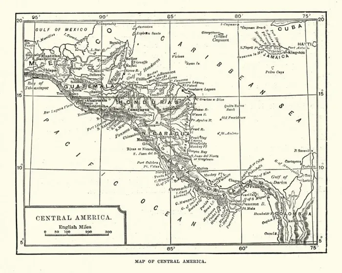 Framed Print : Map of Central America, 19th Century Framed Print : Map of Central America, 19th Century