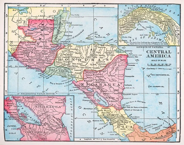 Framed Print : Map Of Central America Framed Print : Map Of Central America