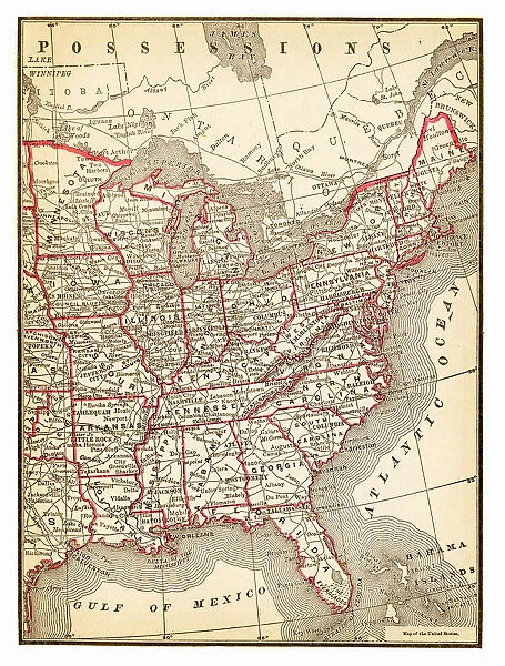 Map of Central and East USA 1893