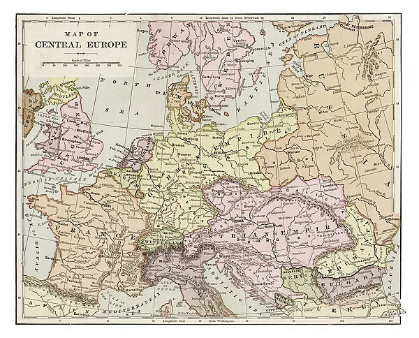 Map of central Europe 1889