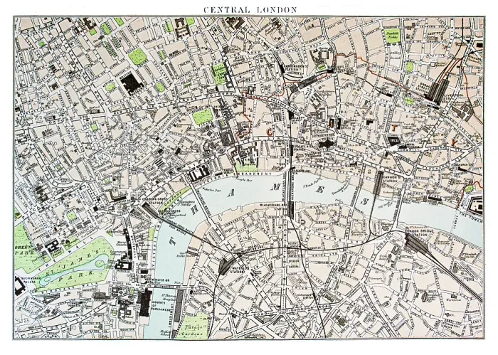 Framed Print : Map of Central London 1878 Framed Print : Map of Central London 1878