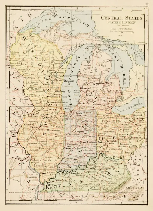 Framed Print : Map of Central Sates 1875