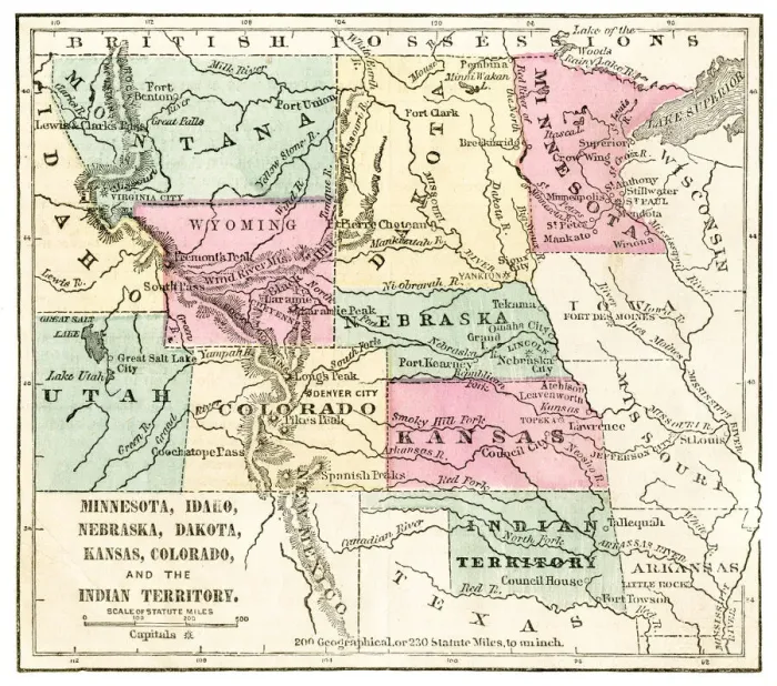 Framed Print : Map of Central States 1871 Framed Print : Map of Central States 1871