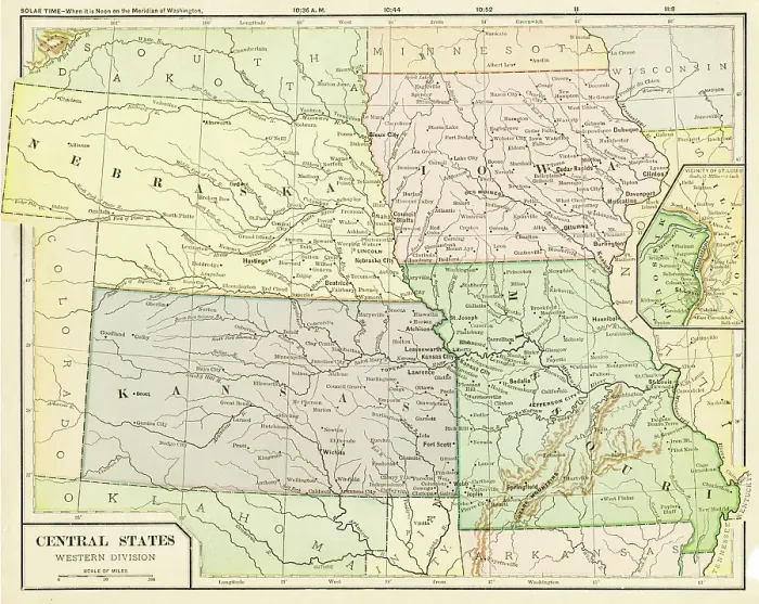 Framed Print : Map Central States 1899 Framed Print : Map Central States 1899