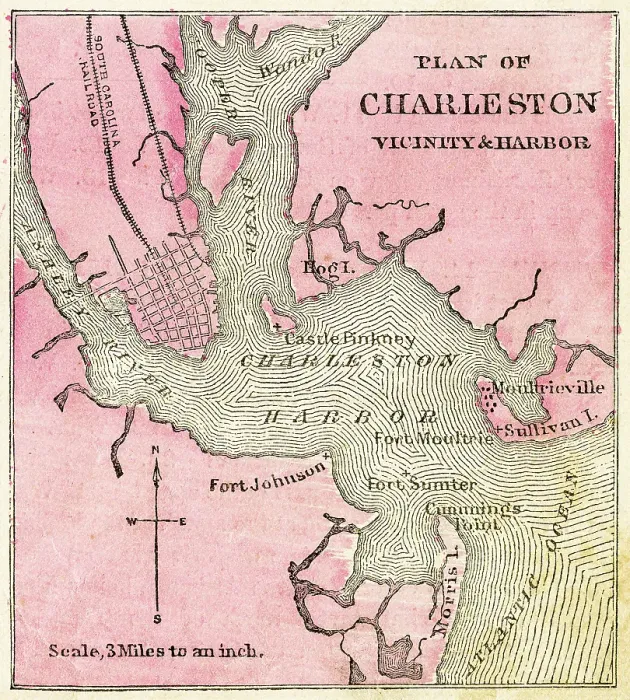 Framed Print : Map of Charleston USA 1871