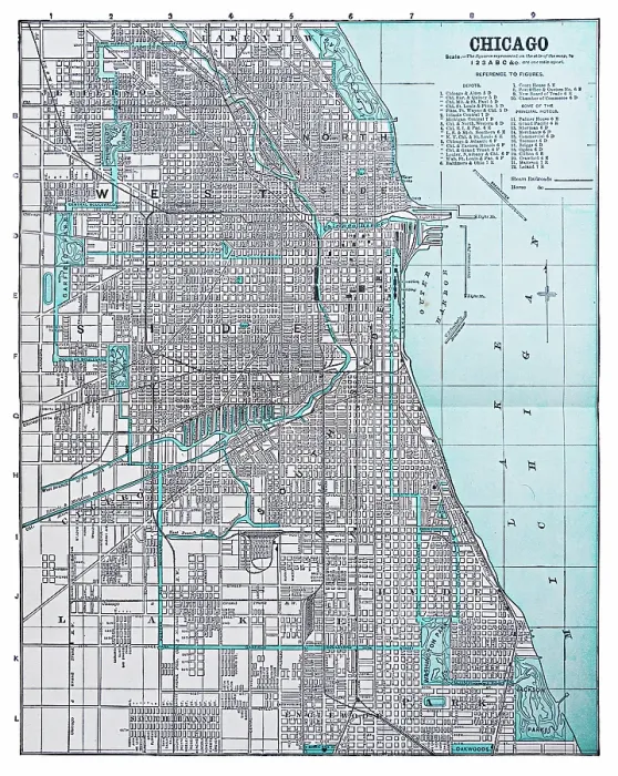 Framed Print : Map of Chicago 1892 Framed Print : Map of Chicago 1892