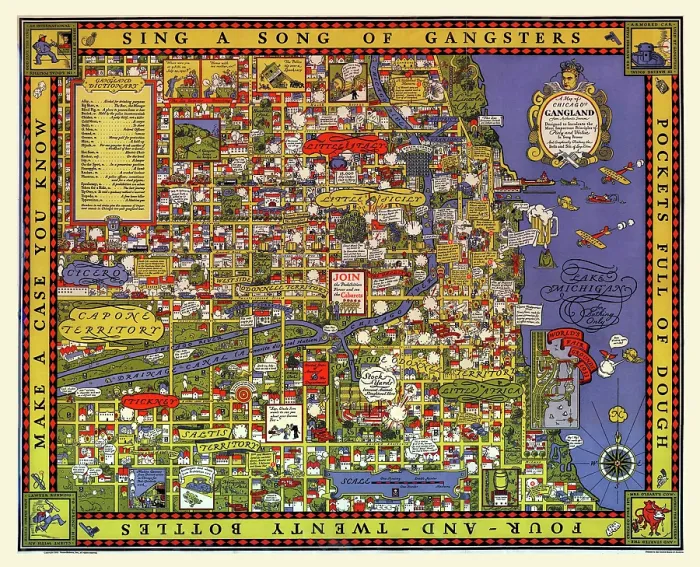 Framed Print : Map of Chicago's Gangland Framed Print : Map of Chicago's Gangland