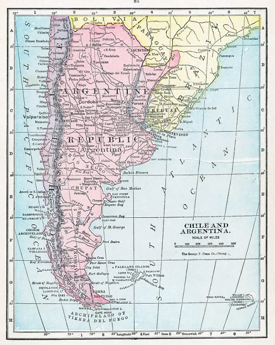 Framed Print : Map Of Chile And Argentina Framed Print : Map Of Chile And Argentina