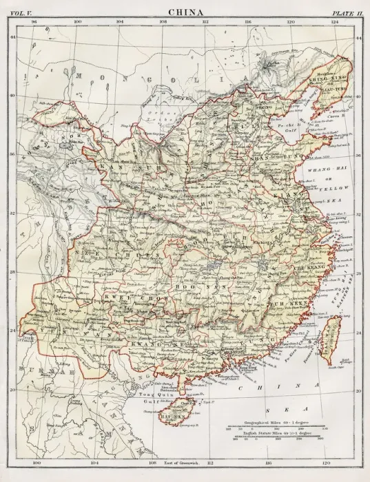 Framed Print : Map of China 1883 Framed Print : Map of China 1883