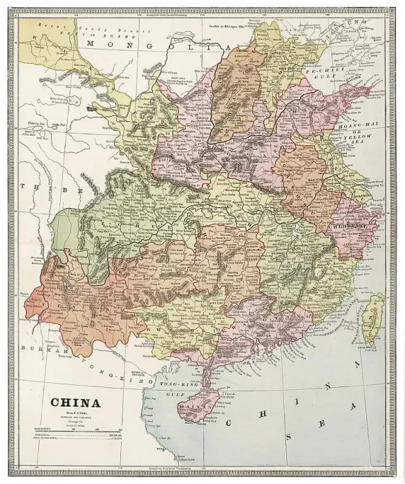 Framed Print : Map of China 1883 Framed Print : Map of China 1883