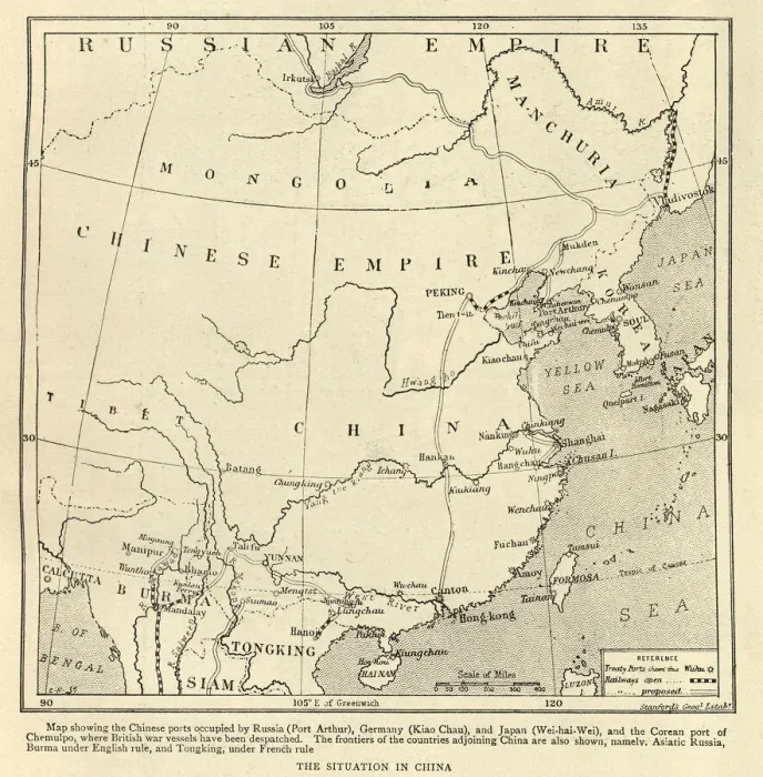 Framed Print : Map of China, Chinese Empire just before the start of the Boxer Rebellion, 1898 Framed Print : Map of China, Chinese Empire just before the start of the Boxer Rebellion, 1898