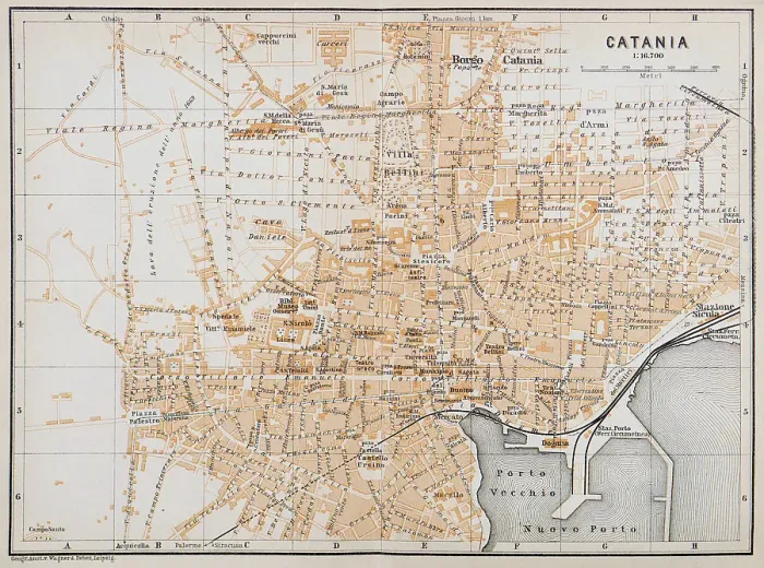 Framed Print : Map of the city of Catania, Italy - 1893 Framed Print : Map of the city of Catania, Italy - 1893