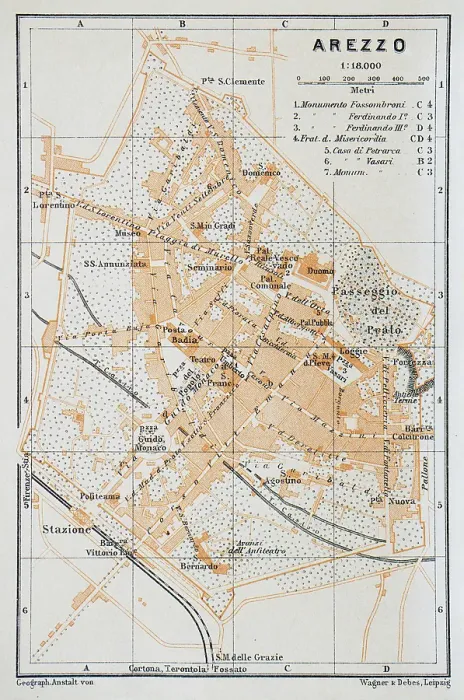 Framed Print : Map of the city and comune of Arezzo, Italy - 1893 Framed Print : Map of the city and comune of Arezzo, Italy - 1893