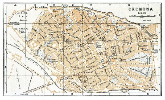 Framed Print : Map of the city of Cremona, Italy - 1893 Framed Print : Map of the city of Cremona, Italy - 1893