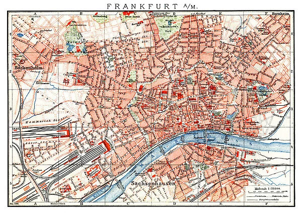 Map of City Frankfurt am Main Germany 1896