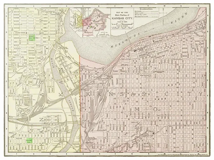 Framed Print : Map of the city of Kansas, USA 1899 Framed Print : Map of the city of Kansas, USA 1899