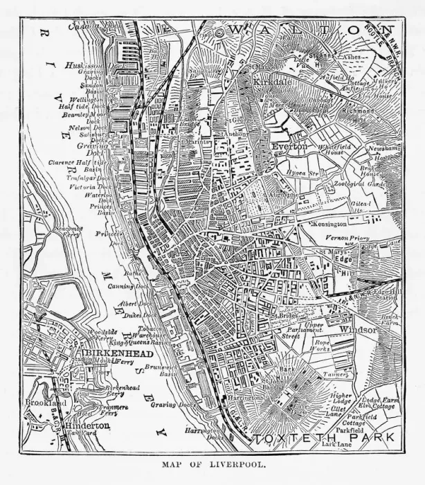 Framed Print : Map of the City of Liverpool, England Victorian Engraving, 1840 Framed Print : Map of the City of Liverpool, England Victorian Engraving, 1840