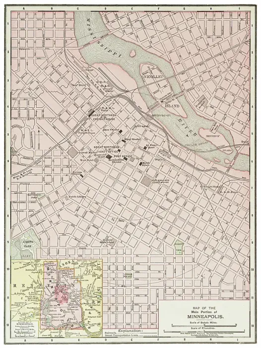 Framed Print : Map of the city of Minneapolis, Minnesota 1899 Framed Print : Map of the city of Minneapolis, Minnesota 1899