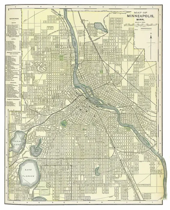 Framed Print : Map of the city of Minneapolis, USA 1863 Framed Print : Map of the city of Minneapolis, USA 1863