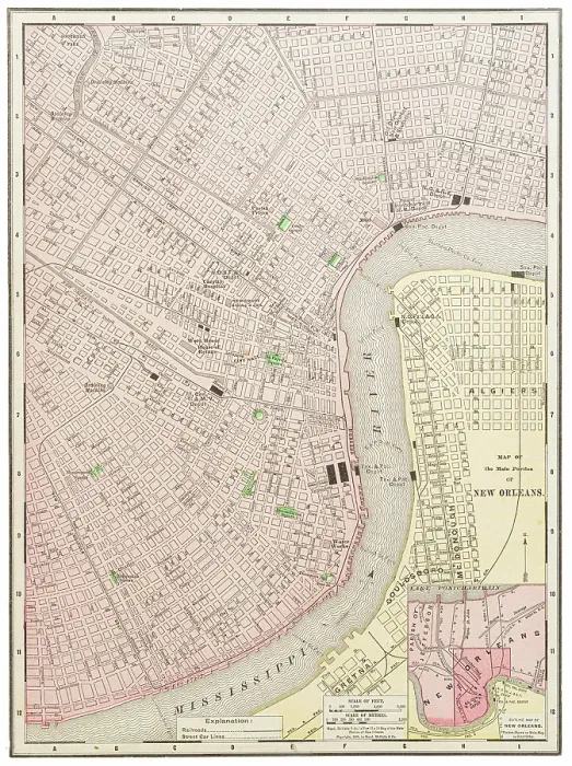 Framed Print : Map of the city of New Orleans, Louisiana 1899 Framed Print : Map of the city of New Orleans, Louisiana 1899