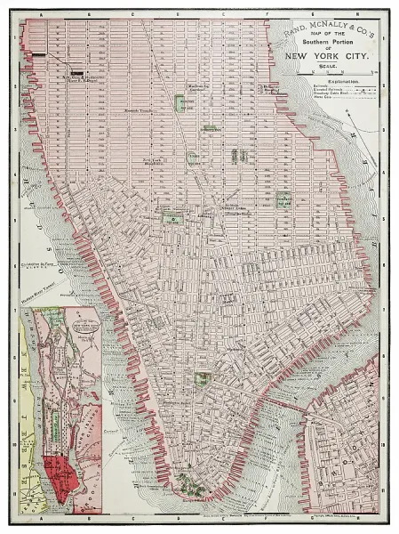 1897 New York City Map Print from 1895 Randy McNally Atlas. Art