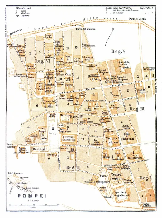 Framed Print : Map of the city Pompei, Italy - 1893 Framed Print : Map of the city Pompei, Italy - 1893