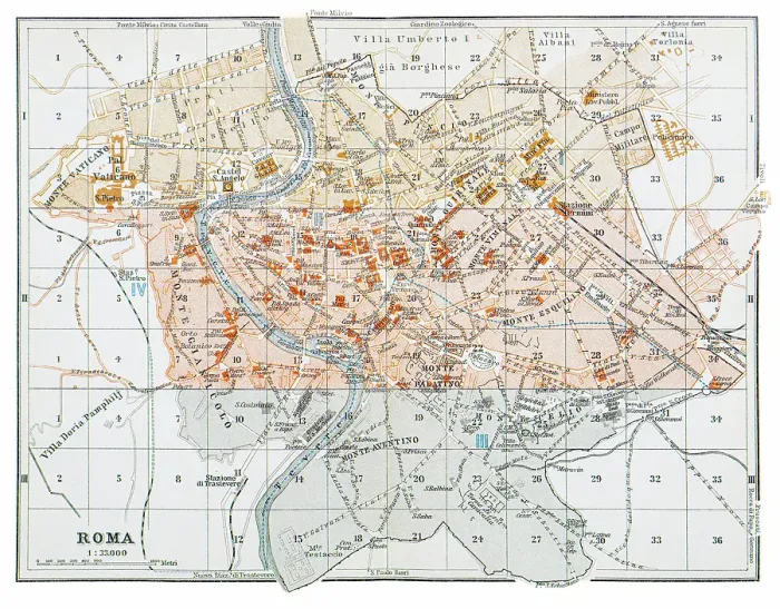 Framed Print : Map of the city of Rome, Italy - 1893 Framed Print : Map of the city of Rome, Italy - 1893