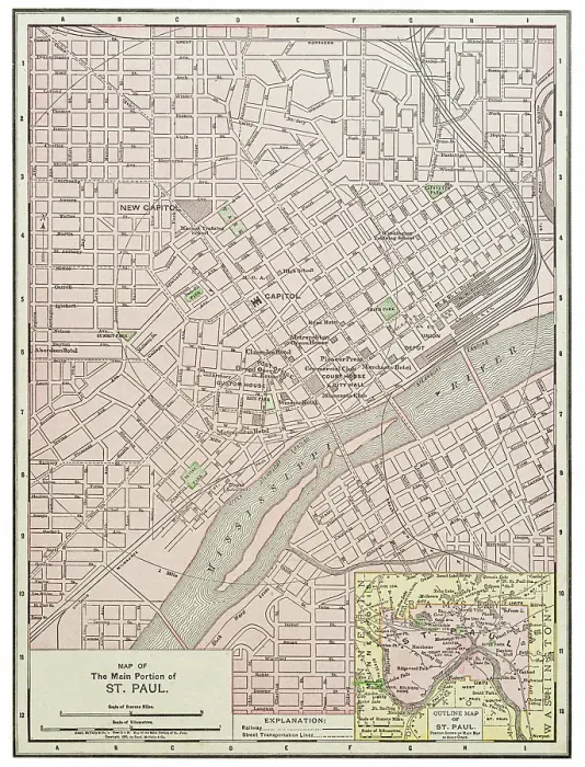 Framed Print : Map of the city of Saint Paul, Minnesota 1899 Framed Print : Map of the city of Saint Paul, Minnesota 1899