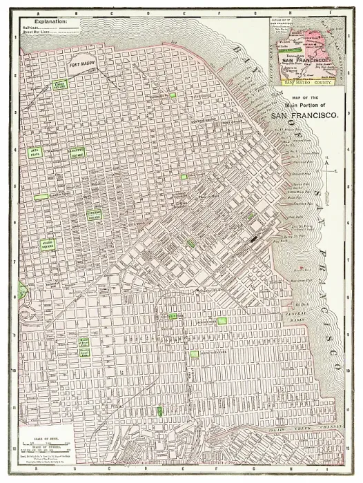 Framed Print : Map of the city of San Francisco, USA 1899 Framed Print : Map of the city of San Francisco, USA 1899