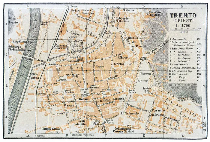 Framed Print : Map of the city of Trento, Italy - 1893 Framed Print : Map of the city of Trento, Italy - 1893