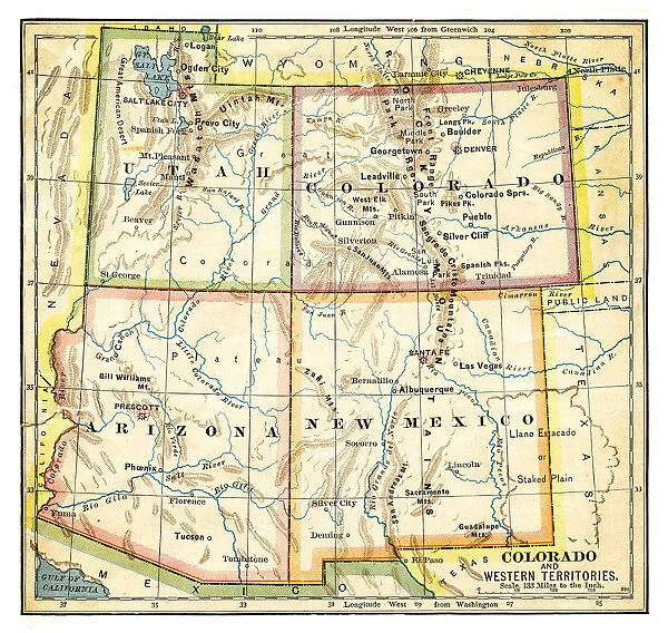 Map of Colorado and western territories 1883