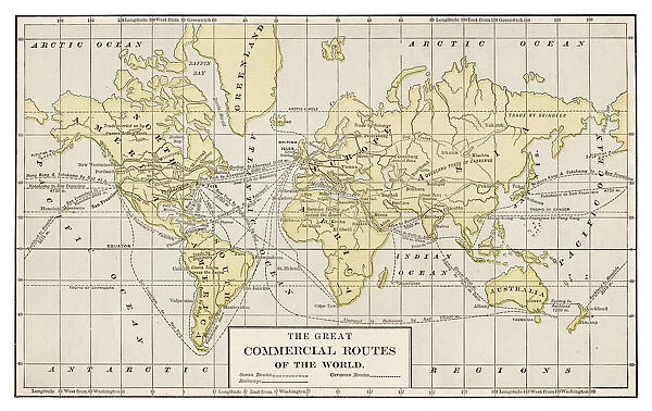 Map of the commerce routes of the world 1889